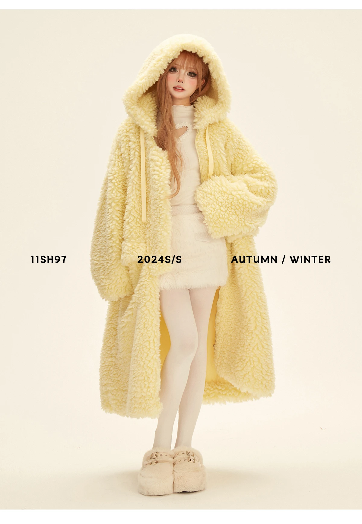 Simple Commuter Sweet Girl Lamb Wool Hooded Jackets Coats Fluffy Soft Thickened Warm Long Padded Coat Women Winter Oevercoats