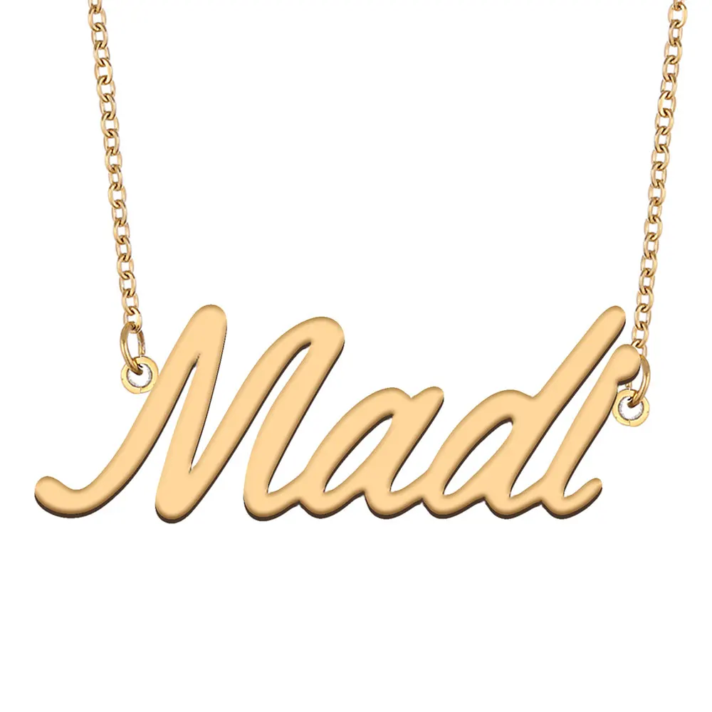 

Madi Name Necklace for Women Stainless Steel Jewelry Gold Color Nameplate Pendant Collares Para Mujer Letters Choker