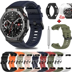 Silicone Watch Band& Case for Original Huami Amazfit T-REX 3 Smart Watch Strap Watchband T-Rex3 Sport Bracelet Wristband+Film