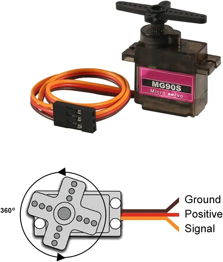 12PCS MG90S Servo Micro 360° 9G Servo Motor Metal Geared Micro Servo Motor 9G Smart Robot Compatible with Ardu ino Raspberry Pi