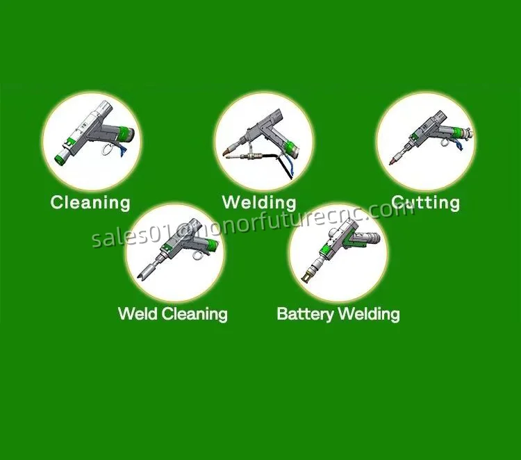 ماكينة لحام بالليزر للبطارية الصناعية 5 في 1 Raycus 1500 وات من الفولاذ المقاوم للصدأ والألومنيوم ماكينة لحام بالليزر