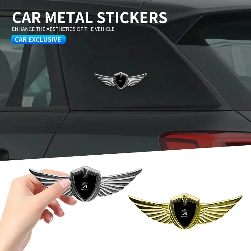 

Car Styling 3D Chrome Metal Corporation Emblem Car Body Wings Stickers For Peugeot 407 206 308 508 208 3008 207 307 107 RCZ 2008