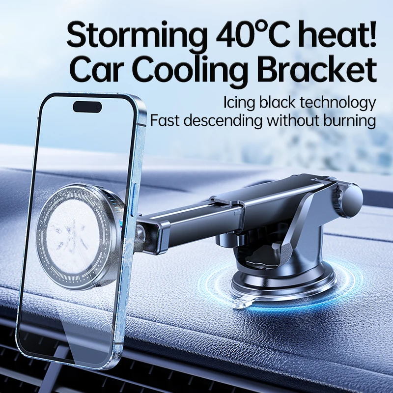 Универсальная автомобильная присоска, магнитное полупроводниковое охлаждающее крепление для телефона, RGB-подсветка, 3-уровневая регулировка для iPhone 16, 15, 14, 13, Samsung