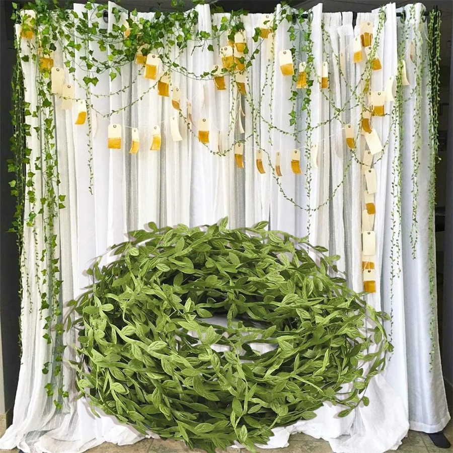 10/20/40Meter Artificial Vines,Eucalyptus Leaf Garland Fake Hanging Plants Green Leaves Ribbon DIY Wreath Gift Scrapbooking Wedd