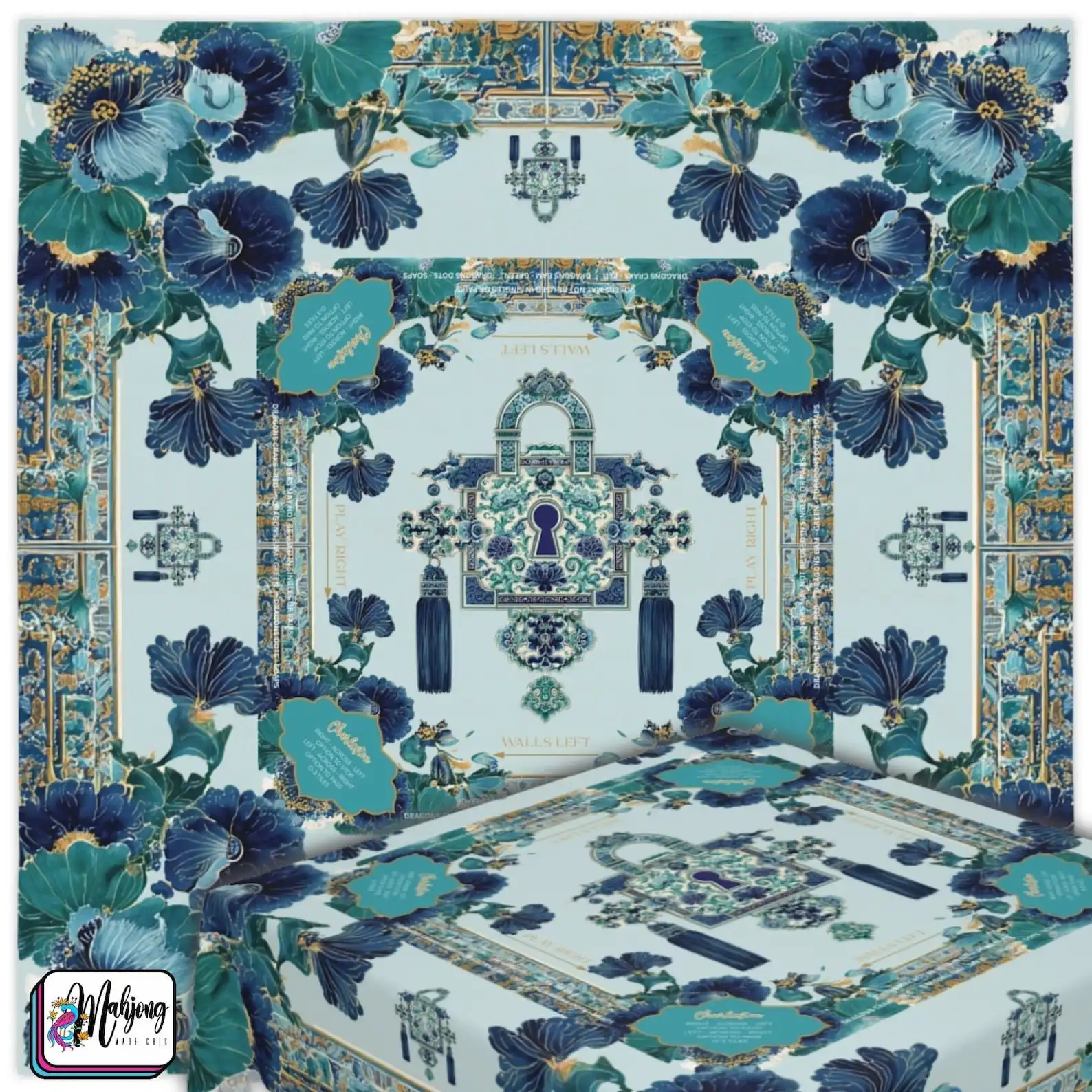 Mahjong Square Tablecloth - Charleston Rules Instructions Board Game Night Table Cover Gift