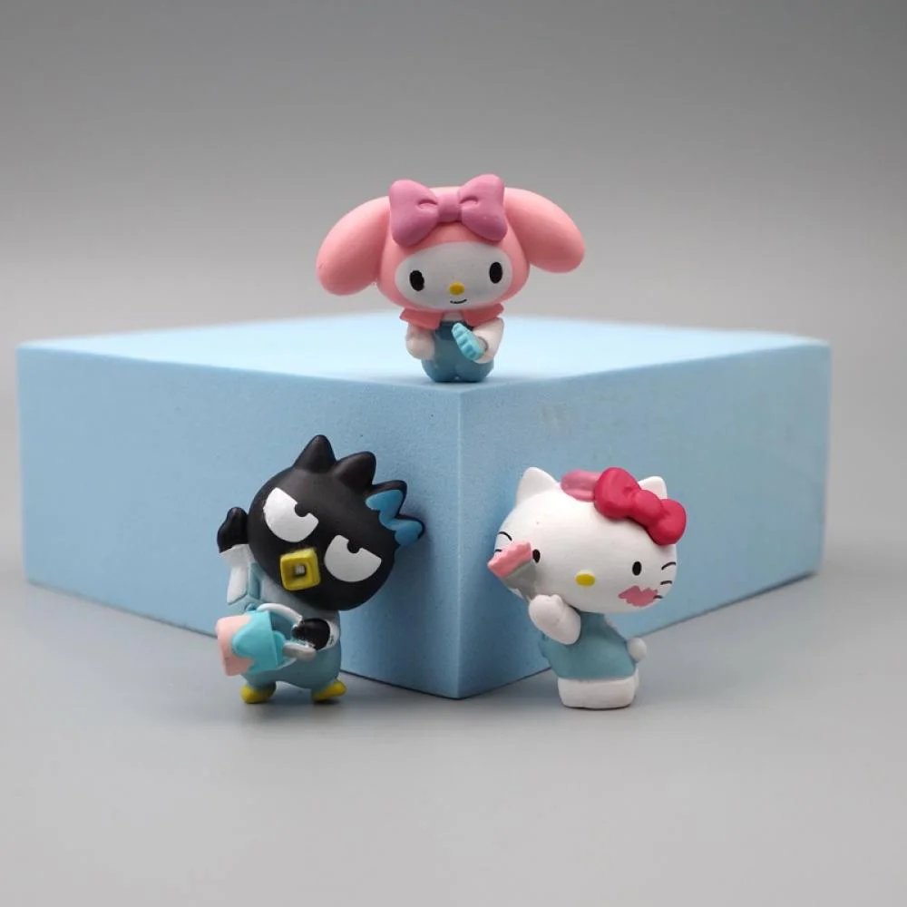 Sanrio Painter Hello Kitty Kuromi Kawaii Toys Anime Figure Melody Cinnamoroll Cartoon Doll Decorations Suite 5pcs Gifts for Girl