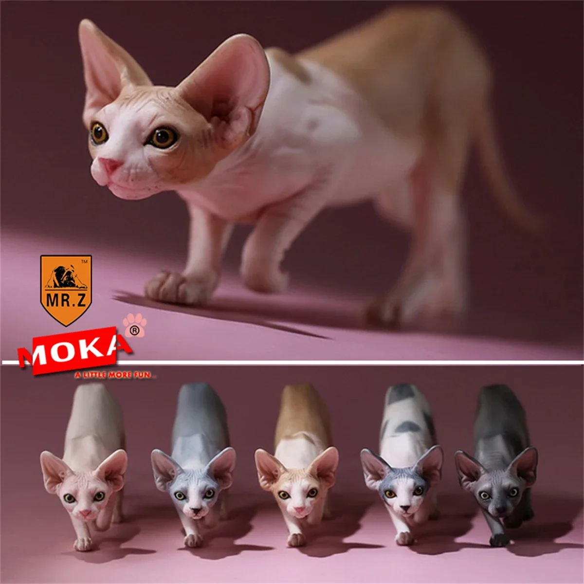 Mr.Z Studio 1:6 Canadian Hairless Figure Sphynx Cat Pet Animal Model Collector Toy Gfit Simulation Home Decoration Car Ornaments