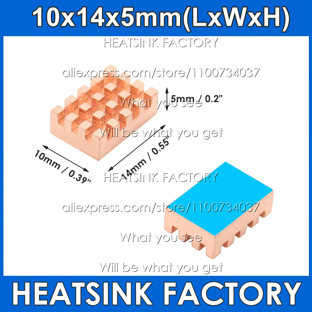 Pure Copper Heatsink 10x14x5mm Radiator Cooler With Thermal Pad Cooling For Banana Pi Raspberry Pi IC RAM Memory CPU