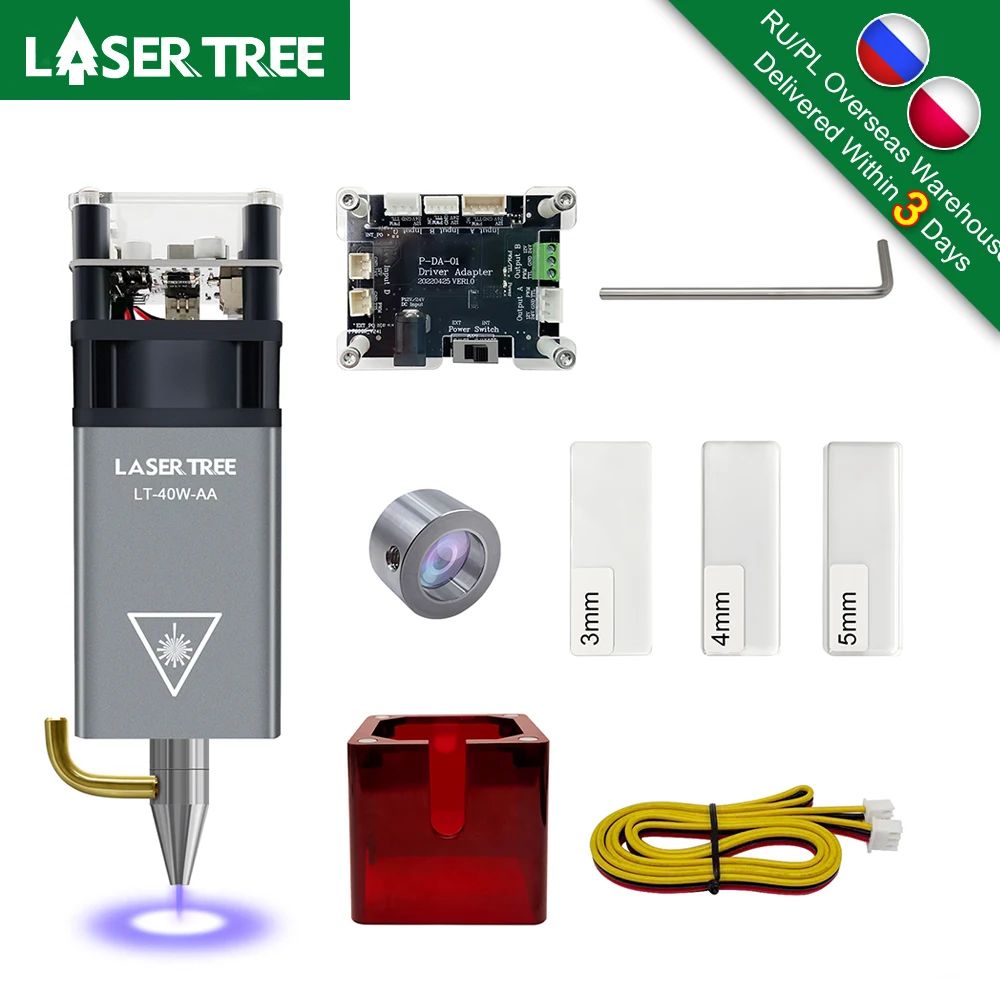 LASER TREE 20W 10W 5W Optyczna głowica laserowa 450nm Niebieskie światło TTL Moduł lasera do grawerowania CNC Narzędzia do cięcia drewna DIY