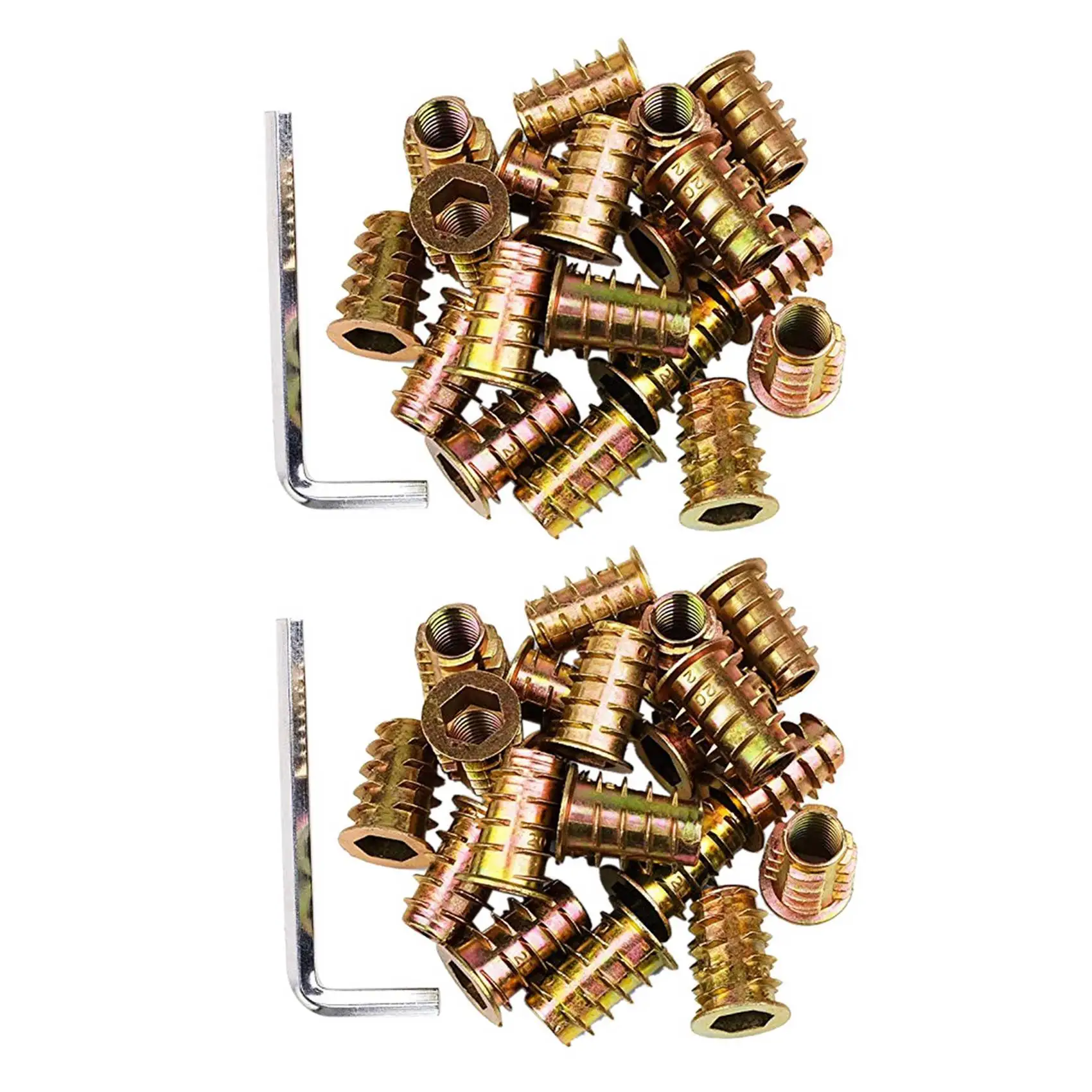 ABMI-200Pcs M6 X 15Mm Furniture Screw In Nut Threaded Wood Inserts Bolt Fastener Connector Hex Socket Drive,