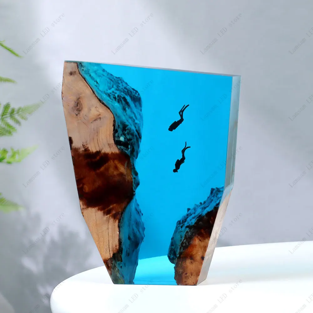 LED Deep Sea Diving Lamp USB DC Powered Luminous Underwater Landscape Ornament Deep-sea Exploration Display Desk Decoration Item