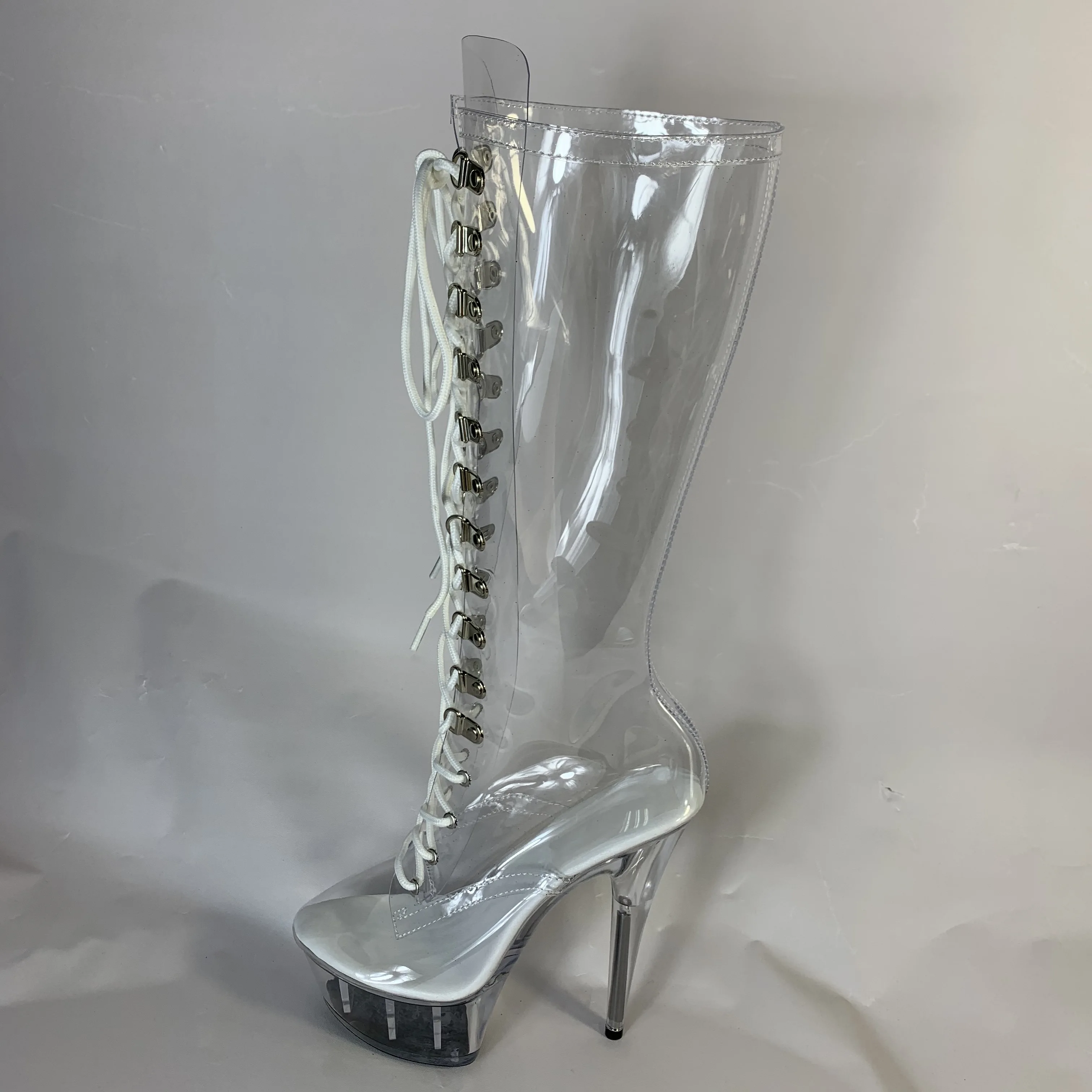 17 cm front with high heels sexy transparent fun women's shoes, very popular 7 inch high fashion sexy high boots