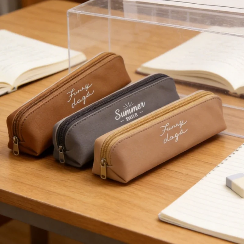Simple Retro Pencil Case Large Capacity Multifunctional Pencil Bag Triangular Shell Stationery Box Student Stationery Supplies