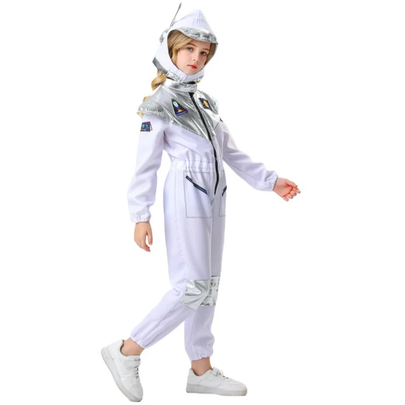 Disfraz de astronauta espacial para niños, Cosplay de escenario, blanco, para Halloween