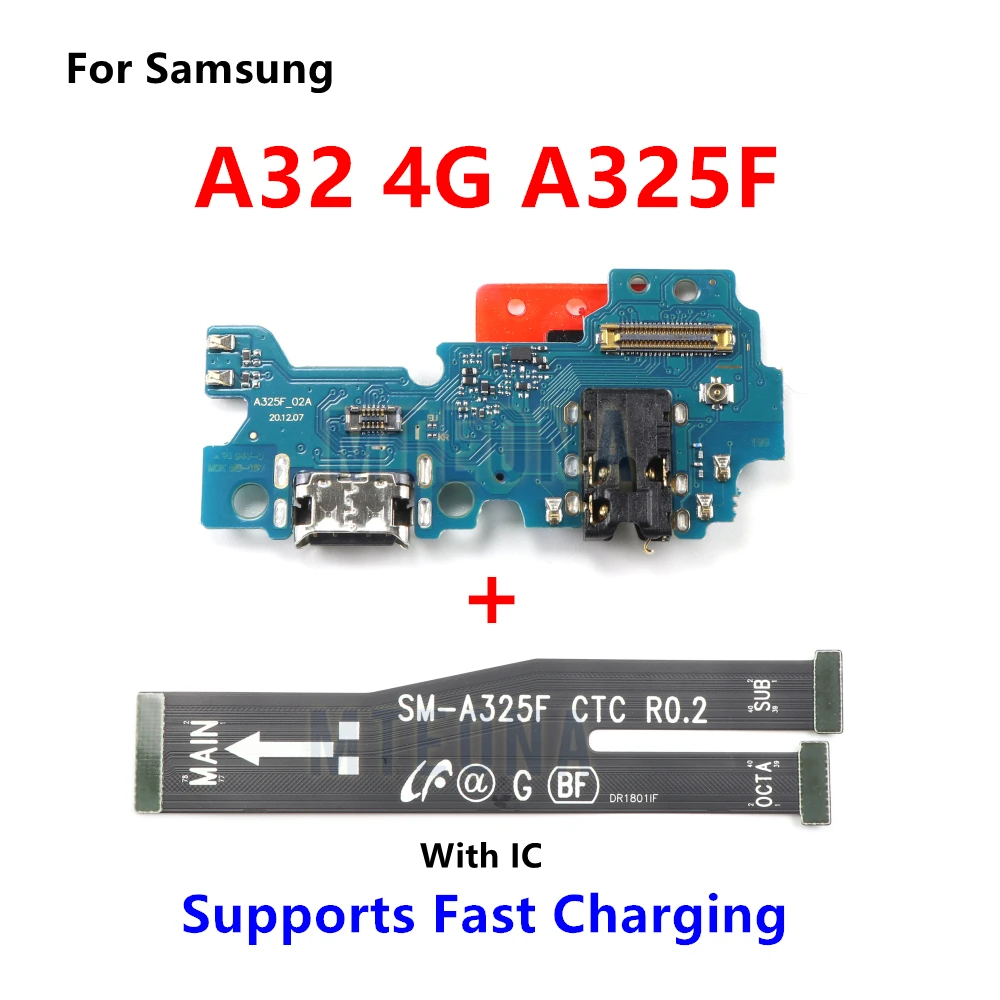 Для Samsung Galaxy A32 4G 5G A325F A326B: USB Micro-разъем для зарядки гибкий кабель материнской платы