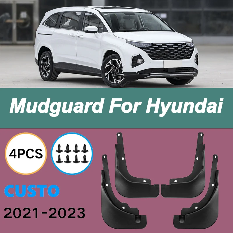 

For Hyundai Custo 2021-2023 Automotive Tire Mudguard Waterproof Prevent Mud Splashing Car Mud Flaps Fender Trim 4pcs Accessories