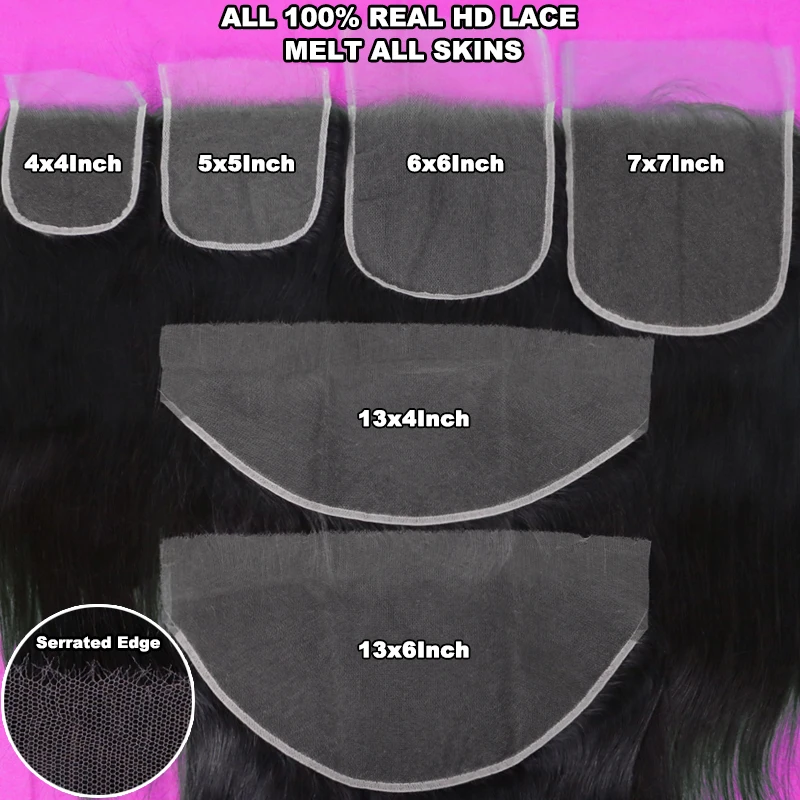 Real HD Deep Wave Curly Frontal Only 13x6 13x4 7x7 5x5 4x4 Closure Raw Human Hair Melt Skin Invisible Lace Queen Hair Official