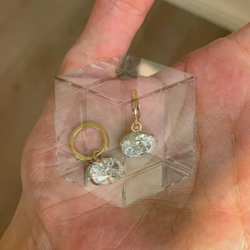 Fresh Elegant Simple Earring Drape High-end Fashion Oval Diamond Pendant Earrings For Women Suitable For Daily Jewelry Gifts