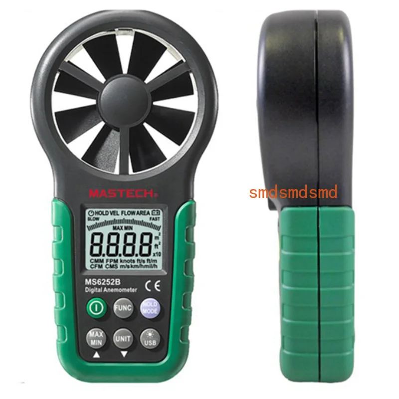 MS6252A MS6252B Digital Anemometer Wind Speed Meter Air Volume Ambient Temperature Humidity Tester with USB Interface