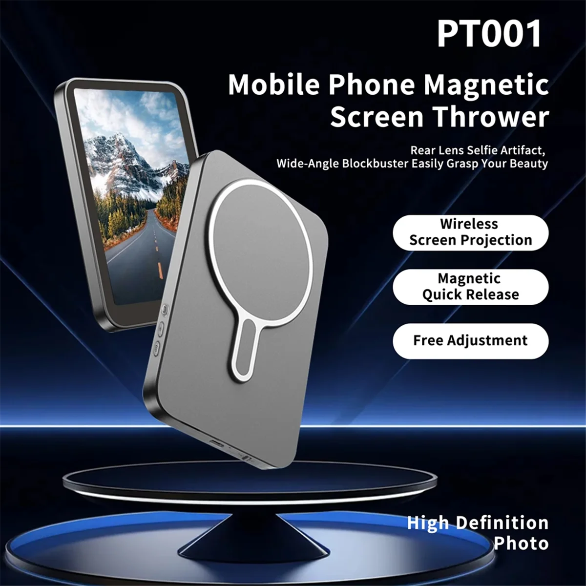 PT001 Display magnetico per telefono selfie per telefono Fotocamera posteriore Selfie Vlog Monitor live per telefoni IPhone Android