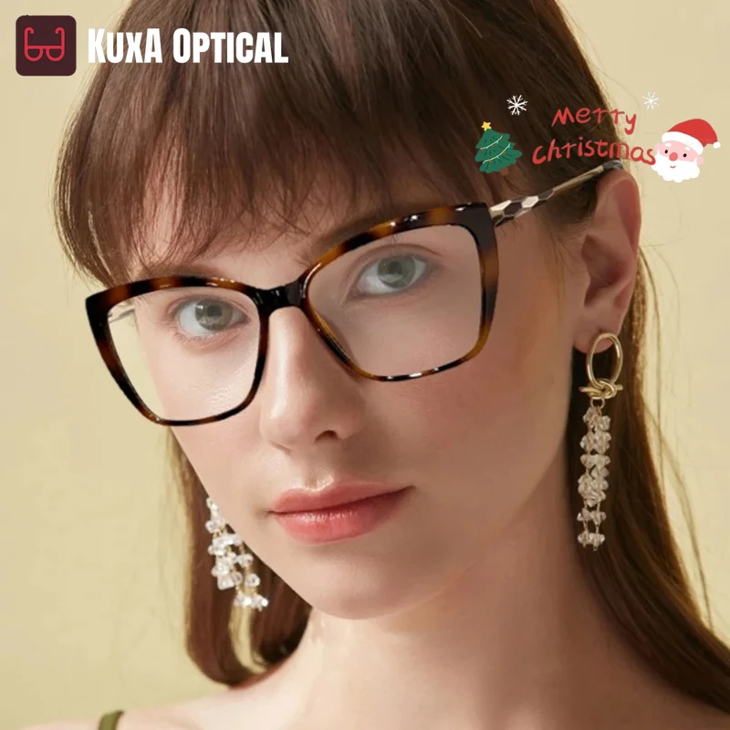

KUXA новые модные персонализированные женские очки в большой оправе с бабочкой и защитой от синего света, персонализируемые очки по рецепту LS229