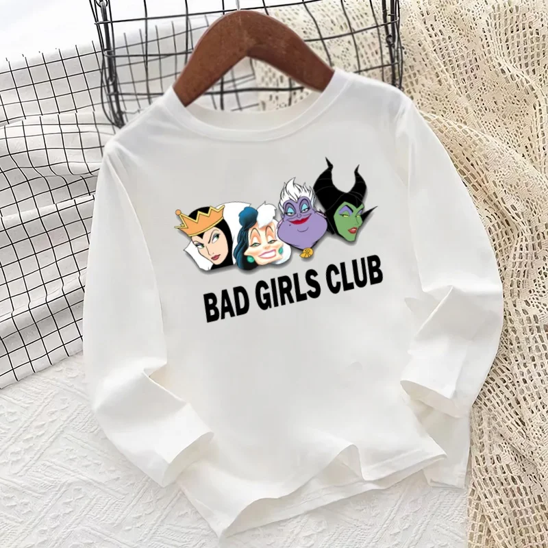 Villain Maleficent Evil Queen Print Funny Kids T shirt Long Sleeve Autumn Baby Boys Girls Clothes White Casual Children T-Shirt