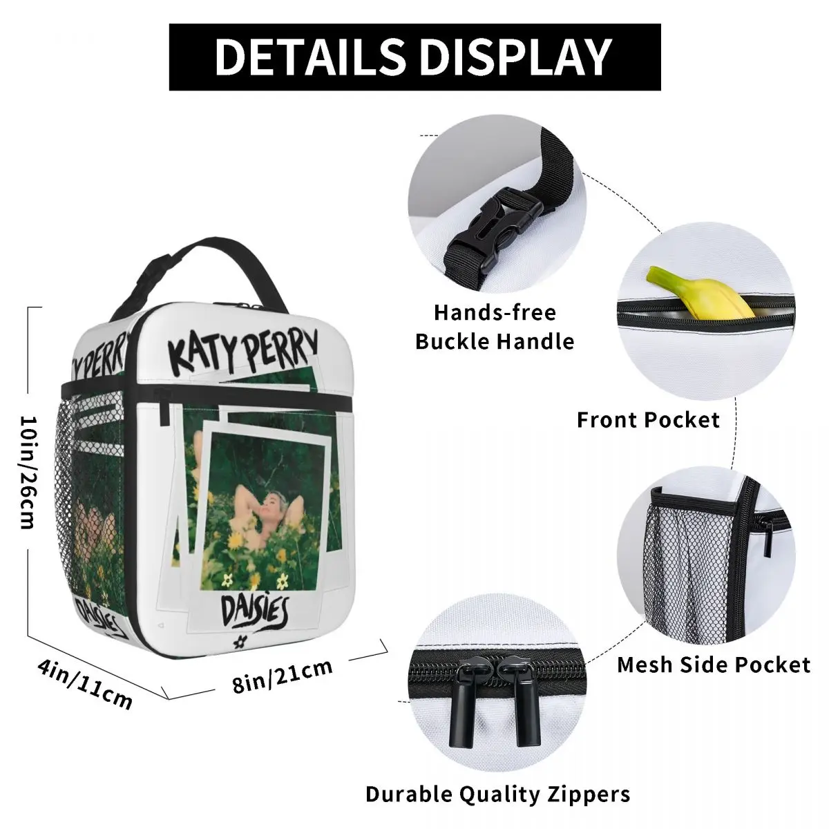 Katyed Logo Perryed The Lifetimes Tour Borsa per il pranzo Borsa per il pranzo da picnic per bambini Borsa termica portatile con cerniera Oxford