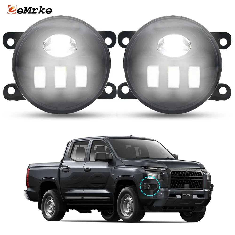 Upgrade Led DRL Fog Light Assembly for Mitsubishi Triton 2 Doors 2024 2025 Car PTF with Lens Front Bumper Daytime Running Lamp