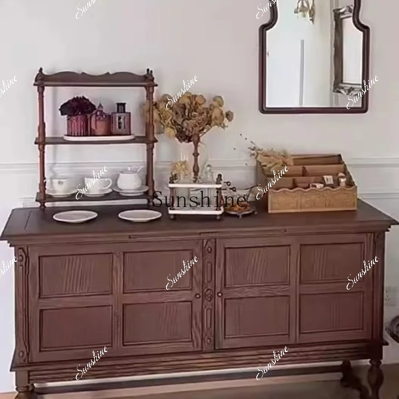 French retro solid wood dining edge old storage foyer entrance storage cabinet  FT