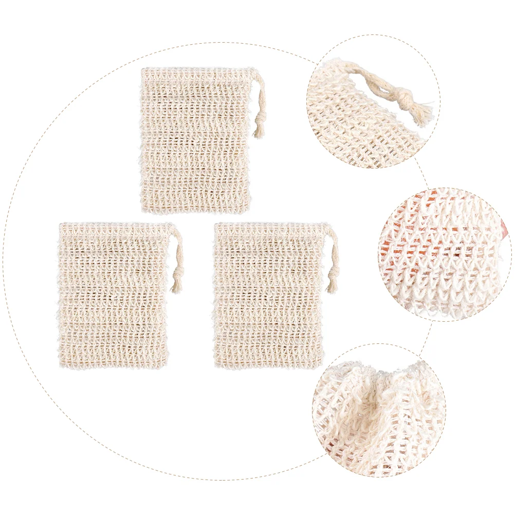 3 Pcs Soap Foaming Bathing Supply Ramie Pouch Preservation Storage Jute Drawstring Maker