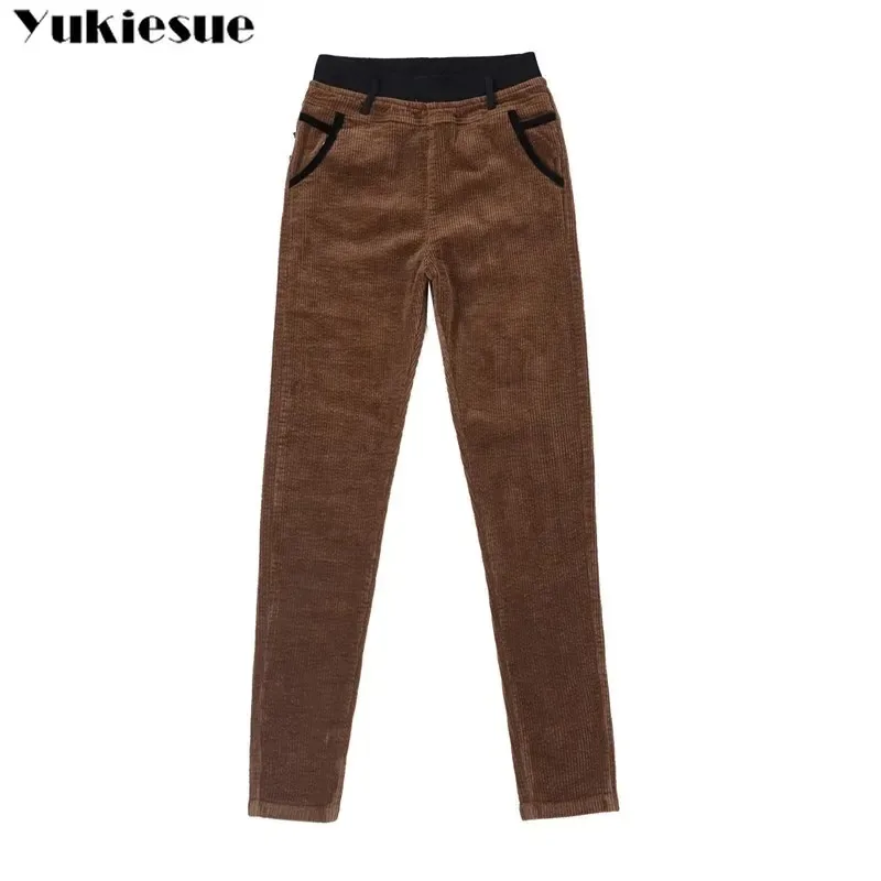 

corduroy harem pants women fleece winter warm velvet skinny high waist elastic patwork womens trousers female leggings clothes