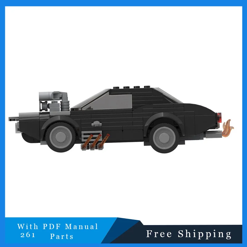 261 قطعة سيارة العضلات السوداء المتطرفة ذات السرعة الشديدة نموذج اللبنات لتعليم الأطفال لتقوم بها بنفسك تجميع عرض لعبة هدايا عيد الميلاد