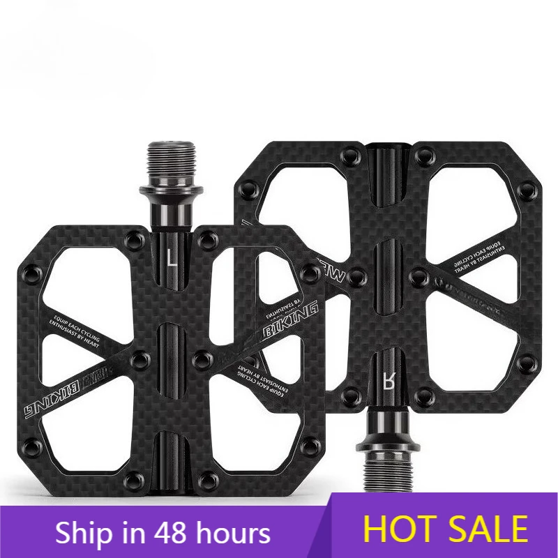 

POWER LEAPWEST BIKING 3 Bearing Carbon Fiber Bicycle Pedals Ultralight Smooth Anti-Slip Wide Platform Durable Road Bike Cycling
