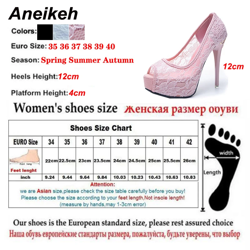 Aneikeh New Design Fashion Sexy Lace Decoration Thin High Heel Women Sandals Platform Peep Toe Party Wedding Shoe Solid Classics