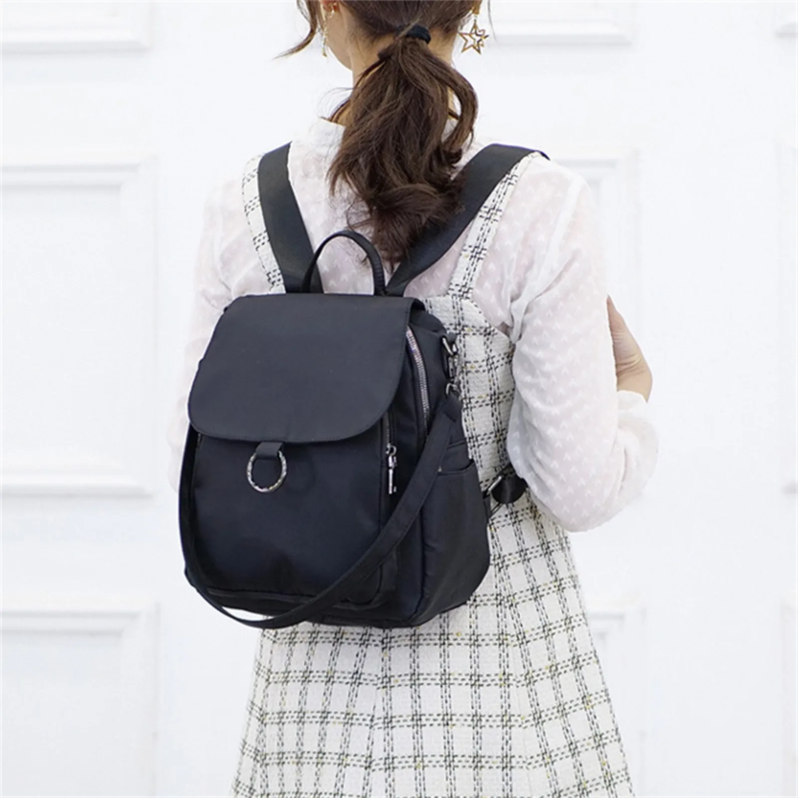 

Women'S Casual Solid Color Simple Backpack Fashionable Versatile Oxford Waterproof Backpack Korean Trend Backpack
