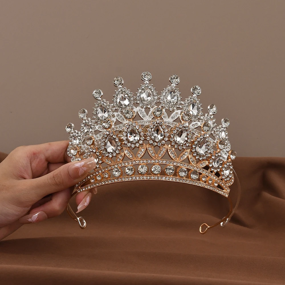 Crystal Crowns Leaf Shape Hair Comb Rhinestone Tiaras For Girls Bridal Wedding Birthday Party Children\'s Hair Accessories