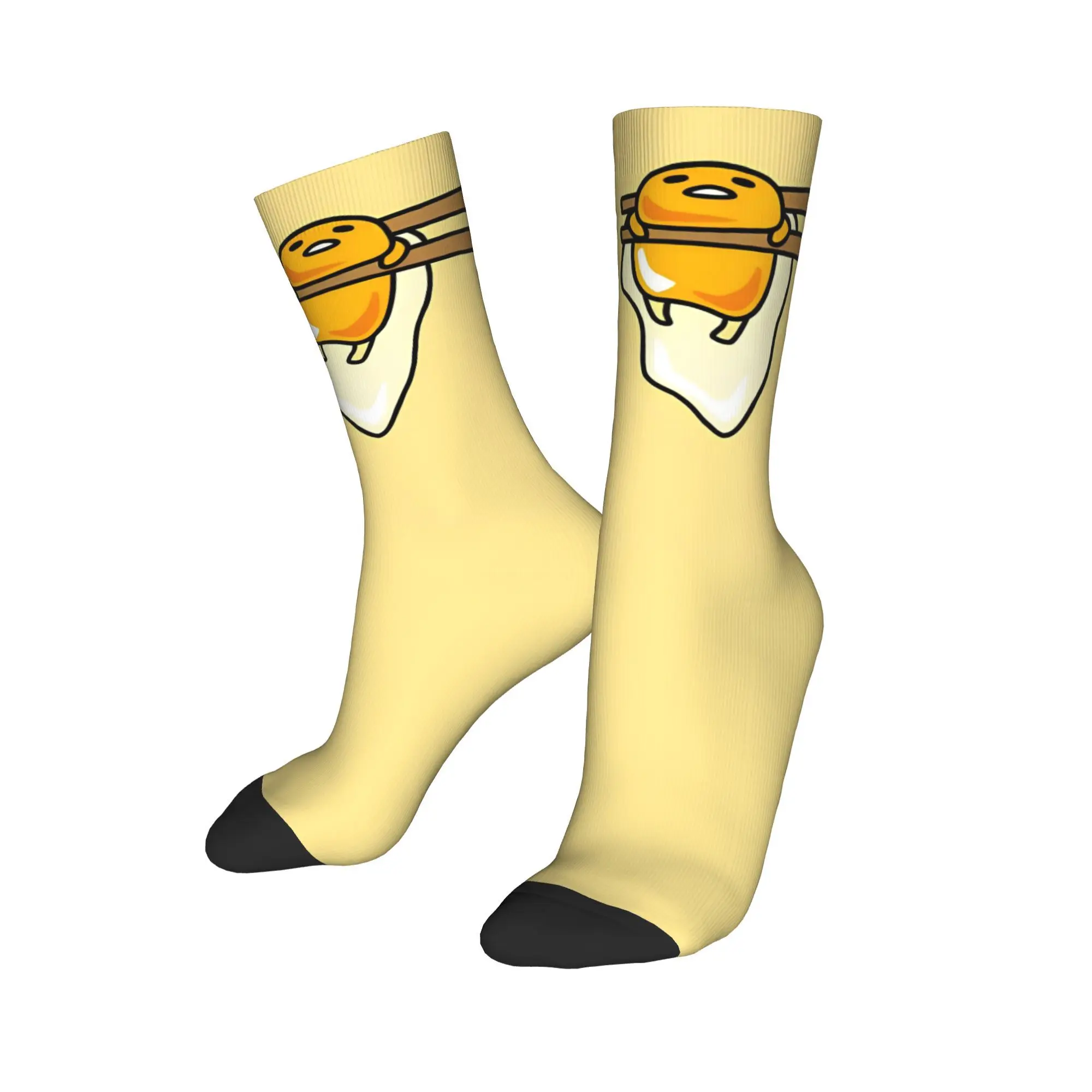 Crazy Design Gudetama Chopsticks Sports Socks  Polyester Middle Tube Socks for Women Men Sweat Absorbing