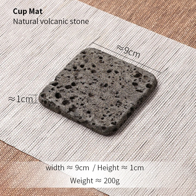 Teeuntersetzer aus Vulkangestein, 9 cm, quadratisch, natürliche, poröse Matte, wärmebeständig, Wabi-Sabi, Zen, Gongfu-Teezeremonie, Teegeschirr, Geschenk – Detail 2