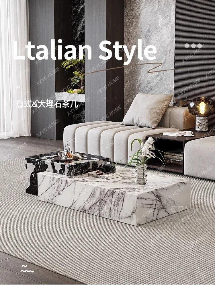 DV  Marble Coffee Table Extendable   Minimalist Modern Simple Living Room Rectangular  Small Apartment Low Table