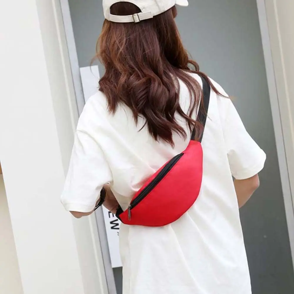 Casual Solid Color Running Chest Bag Nylon Oxford Sports Shoulder Bag Handbag Message Bag Fitness Crossbody Bag Travel