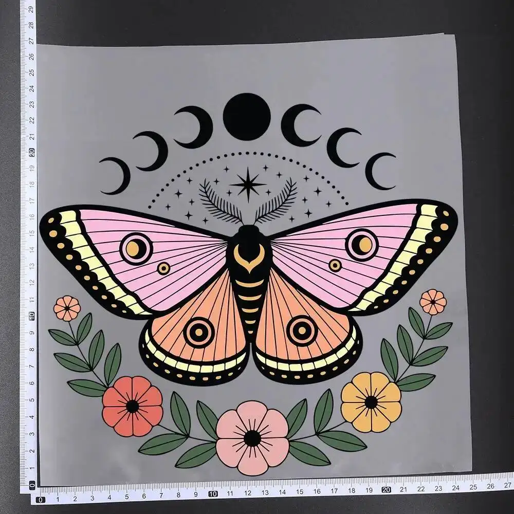 Dreamy Flower Moon Star Butterfly Transfer Patches For Clothes Applqiues DIY A-Level Washable T-shirts Iron-on Thermal Stickers