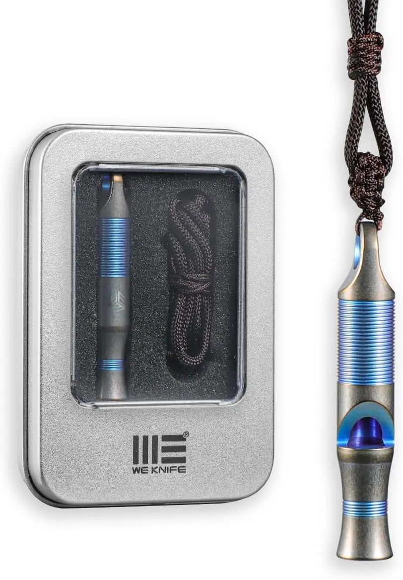 

Titanium Emergency Whistle Loud 120dB for Outdoor Safety Survival with Paracord for Camping Hiking Kayak Boating