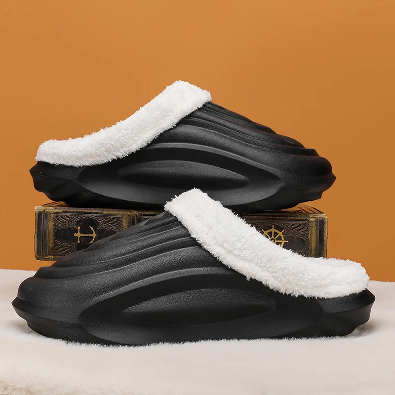 

YRZL Thermal House Shoes for Men Winter Non-Slip Warm Slippers Comfortable Fuzzy Lining Outdoor Anti-Skid Men Winter Slippers
