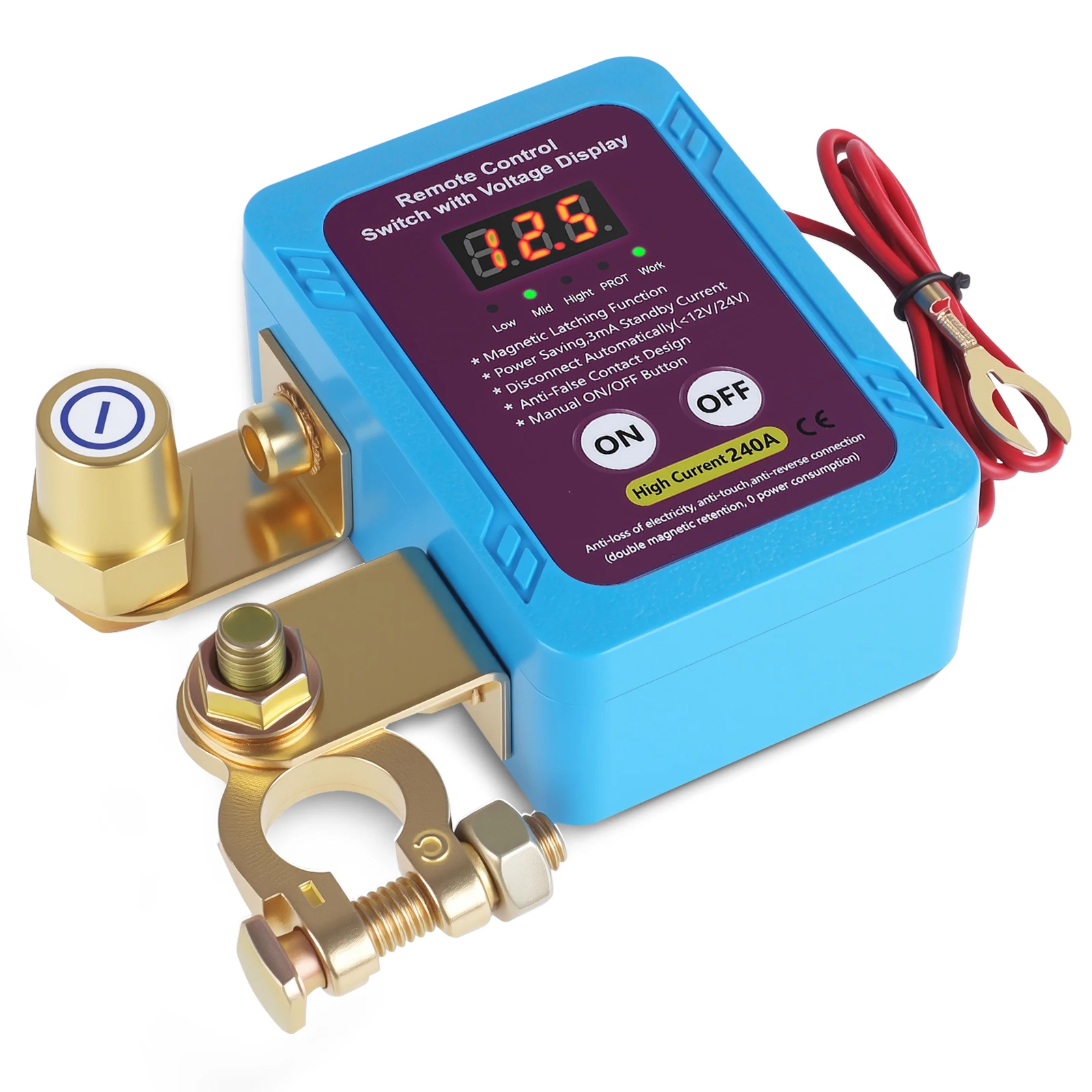 

Remote Battery Disconnect Switch With Led Voltage Display 240A 12V Automatic Power Shut Off Switch Anti-Theft For Car Truck Boat