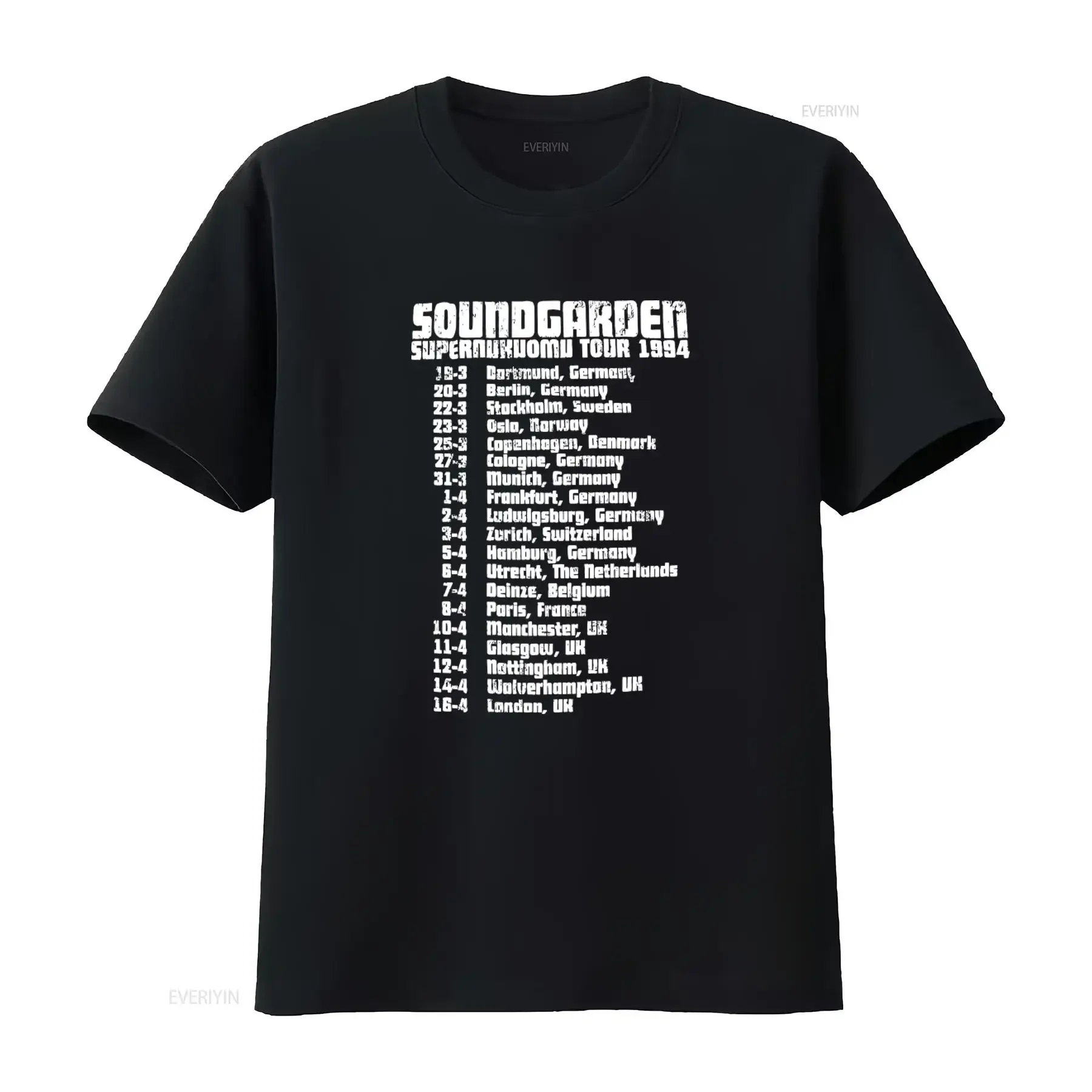 Soundgarden Superunknown Tour 1994 T Shirt Brand New Audioslave Chris Cornell Design vintage Washed Top For Everyday Wear