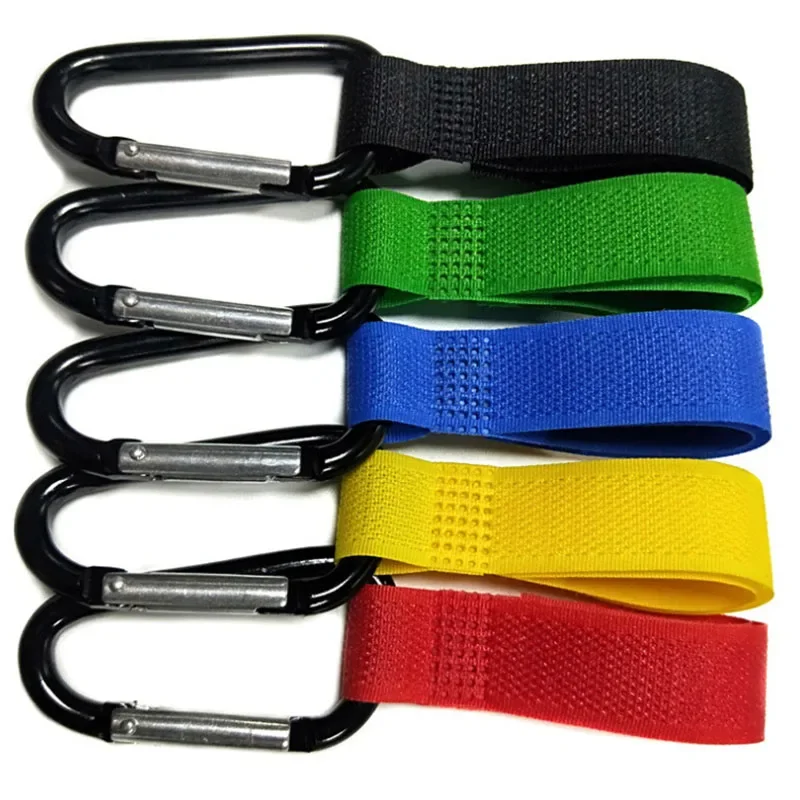 Baby Stroller Hooks Clip Hook-And-Loop Fastener Self-Adhesive Aluminum Carabiner Pram Rotate 360 Degree Rotatable Cart Accessory