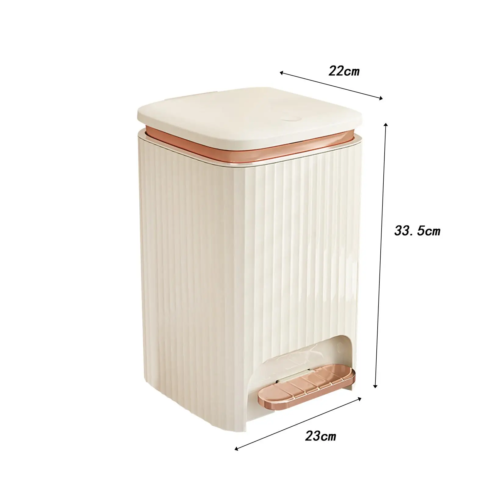 Bathroom Trash Can with Foot Pedal and Press Type Lid Rectangle Garbage Container Bin for Office Sunroom Garage Toilet Home