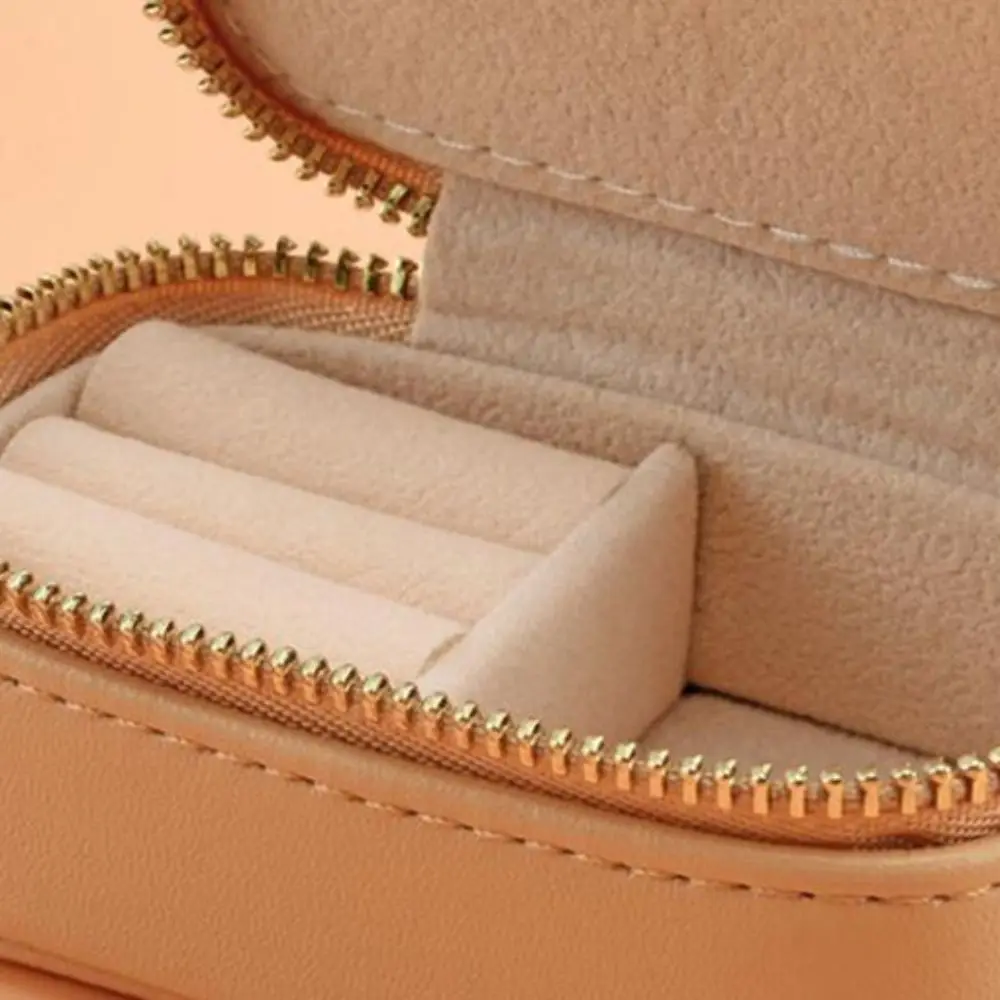 خمر صندوق مجوهرات صغير محمول سستة مربع قلادة حلقة حالة عرض المجوهرات بو الجلود القرط المنظم الفتيات #5