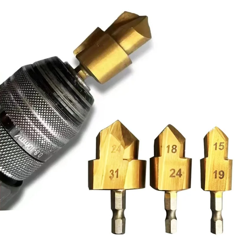 3Pcs PPR Lifting,Stepped Drill Bit,Hexagon Shank Water Pipe Connection Tool 20/25/32mm,Full Open Process