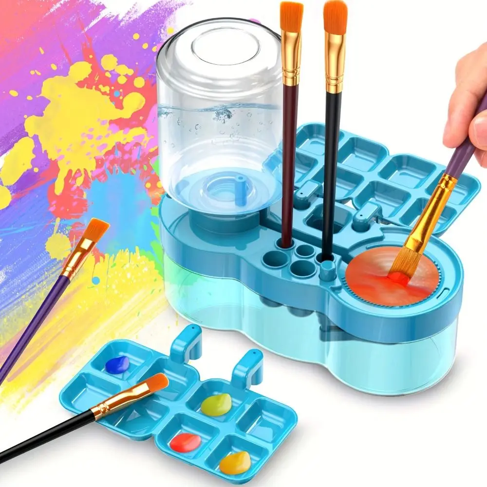 6 In 1 Design Lazy Paintbrush Cleaner Upgraded Water Circulation Lightweight Plastic Brush Cleaner Water-based Pigments